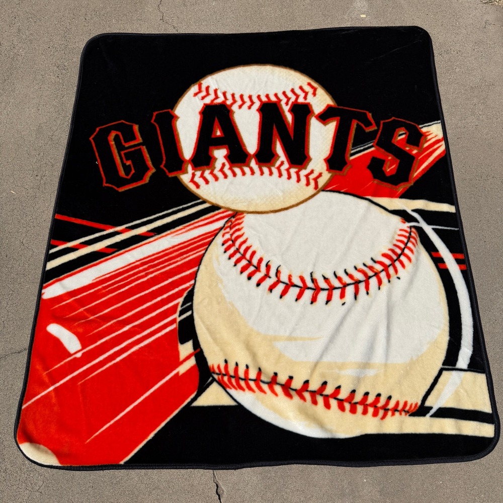 MLB San Francisco Giants Plush Fleece Throw Blanket Baseball Graphic 51x58